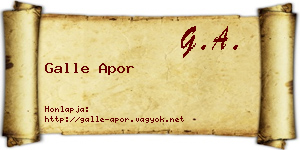 Galle Apor névjegykártya